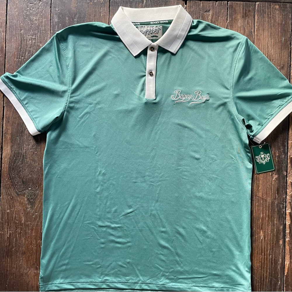 Bogey Boys Men's Mint Green Polo Shirt with Contrast Collar